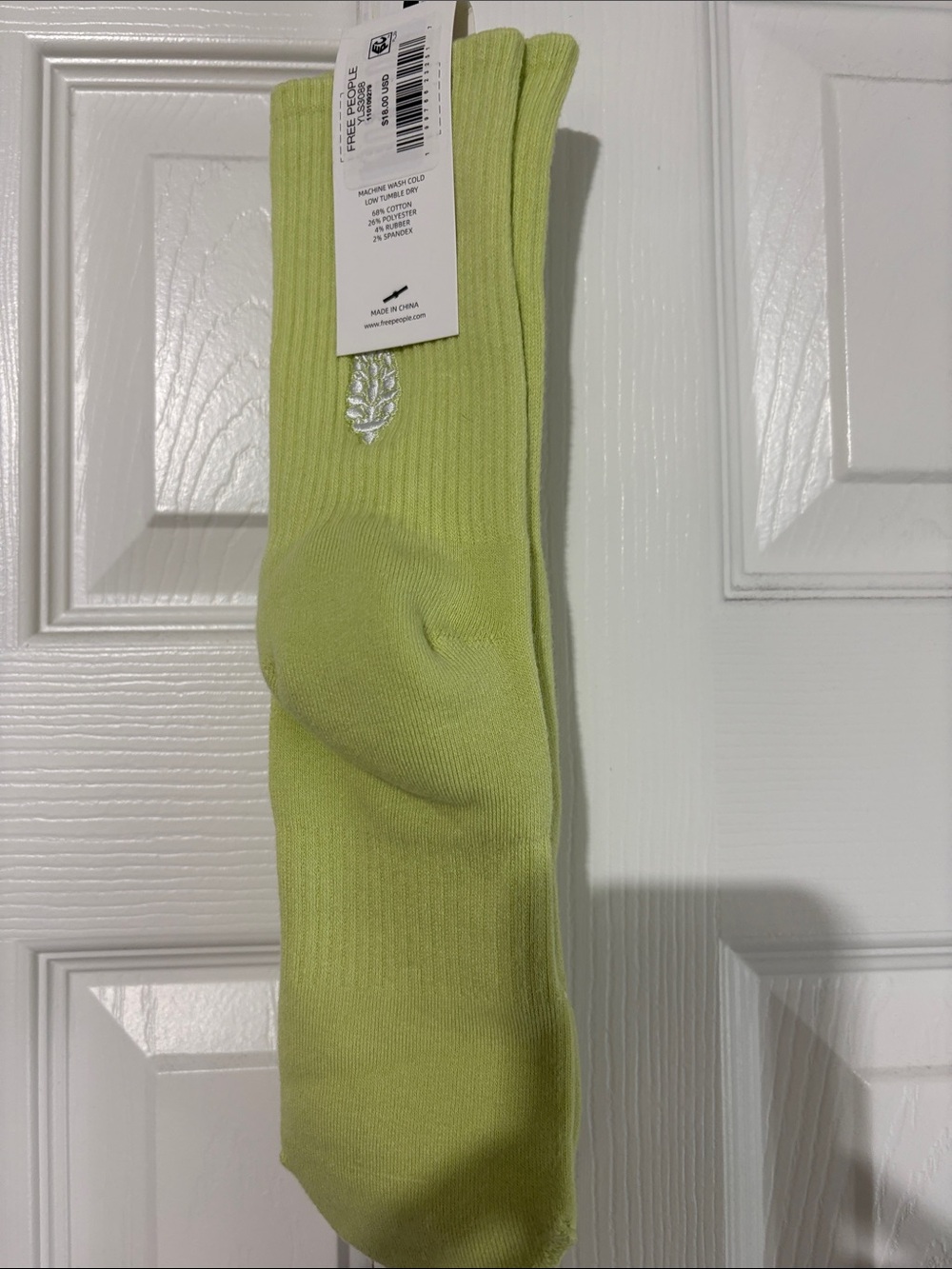 Free People Neon Lime Ribbed Crew Socks
